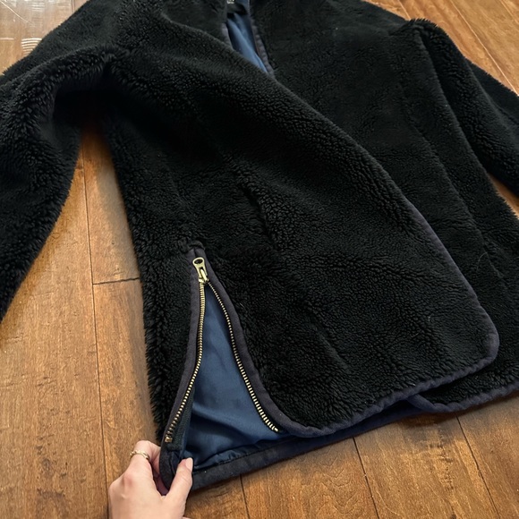 J. Crew Black Teddy Sherpa Coat Sz Small - Picture 6 of 13